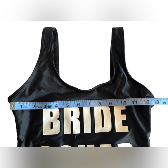 BRIDE SQUAD black one piece swimsuit with simple U back size small NWT - Picture 4 of 4
